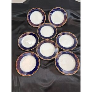 8 Rosenthal Classic Rose‎ Frederick the Great Cobalt Gold 7.75" Plates